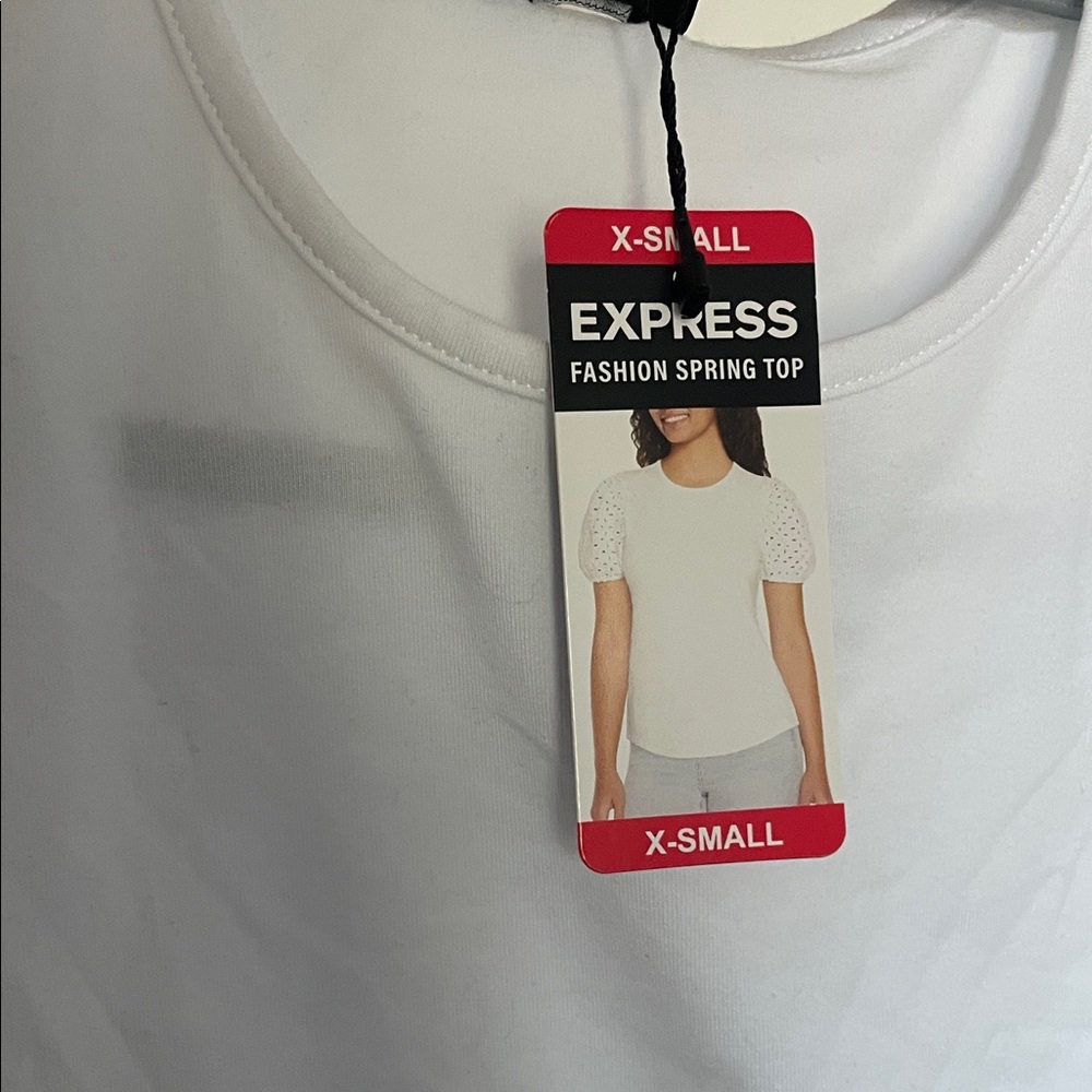 Express White Short Sleeve Eyelet Fashion Top